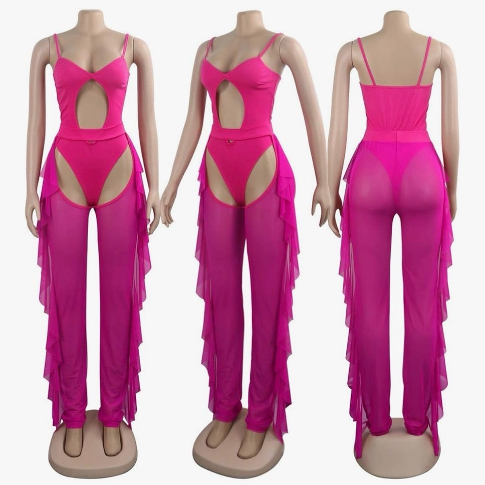 Vibrant Pink Cutout Jumpsuit - Picture 4 of 5
